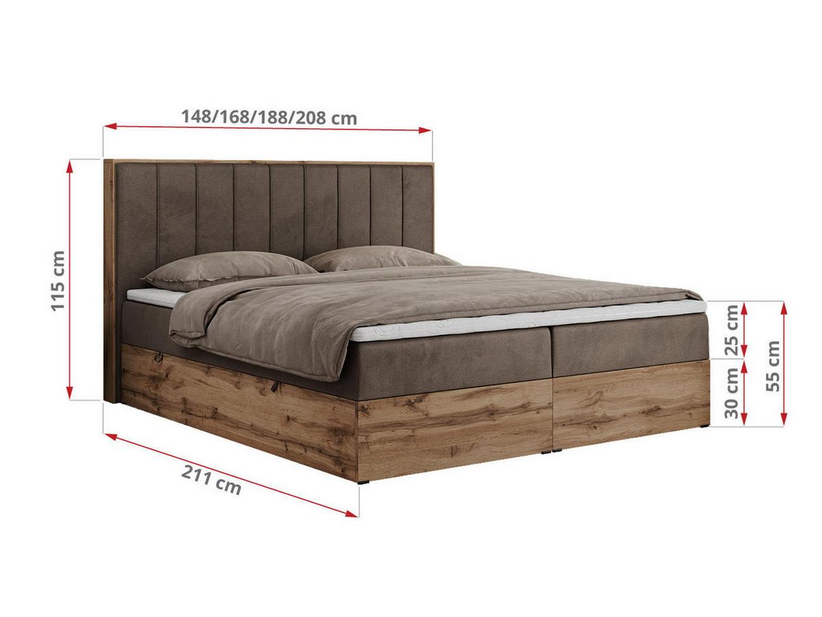 BOXBETT BELLISSIMO 160/200 Braun Velvet - H4 - Braun, Holz/Textil (160/200cm) - MKS