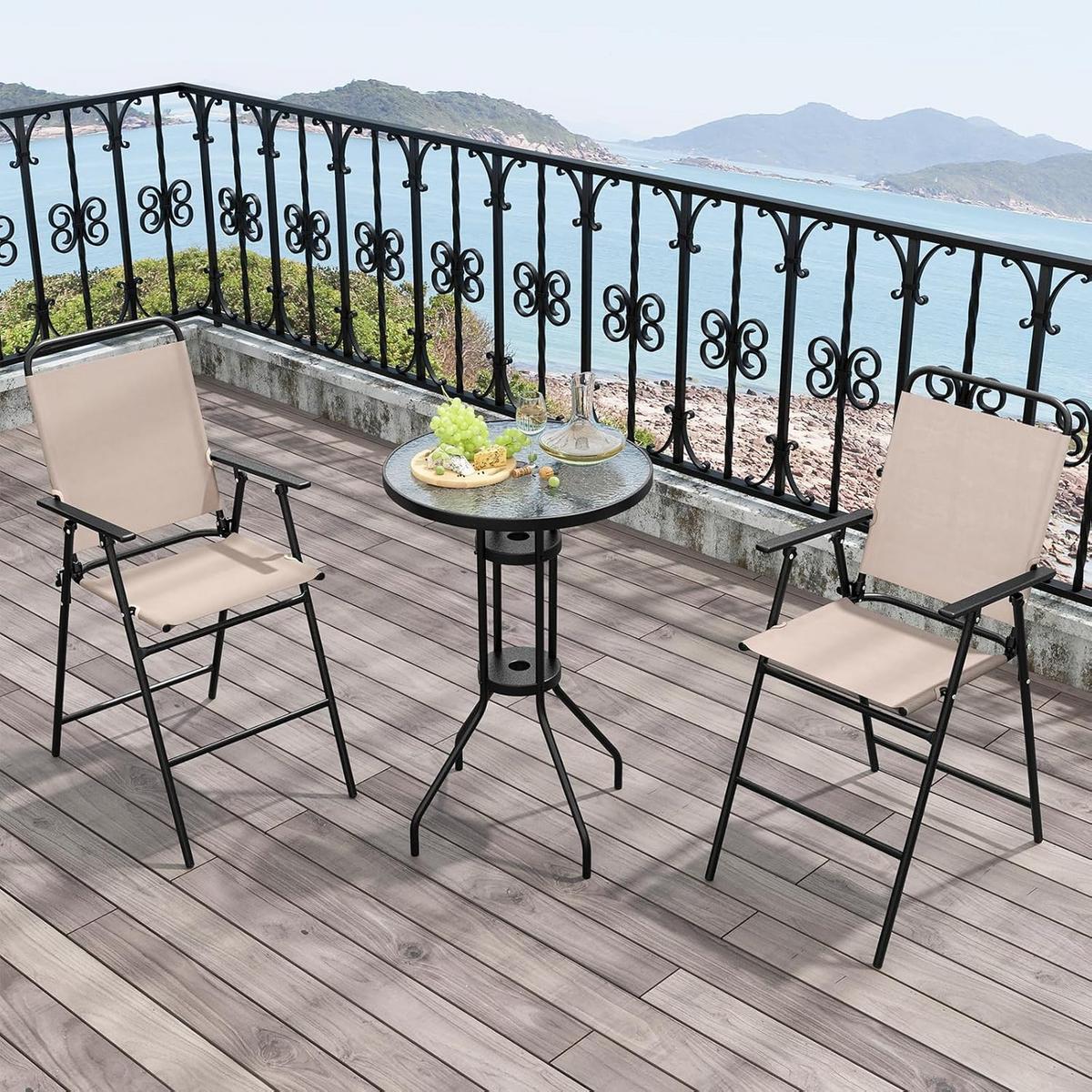 BARHOCKER SET Beige(3-teilig) - Beige, Textil - COSTWAY