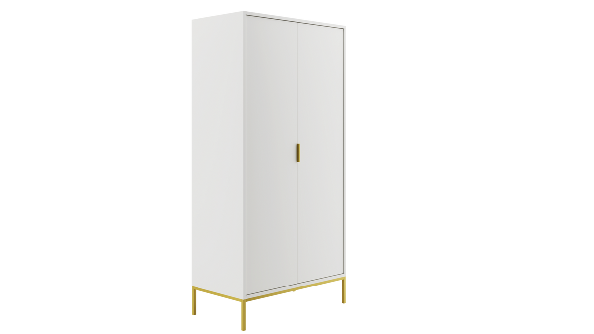 DREHTÜRENSCHRANK Austin - Goldfarben/Weiß, Holzwerkstoff (55/205/100cm) - RAUMHIRSCH FURNITURE
