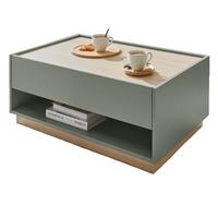 COUCHTISCH in Salbei Grün und Eiche, Wohnzimmertisch mit Schubkasten, 90 x 60 cm - Salbeigrün/Eichefarben, Holz/Holzwerkstoff (60/90/38cm) - Furn.Design