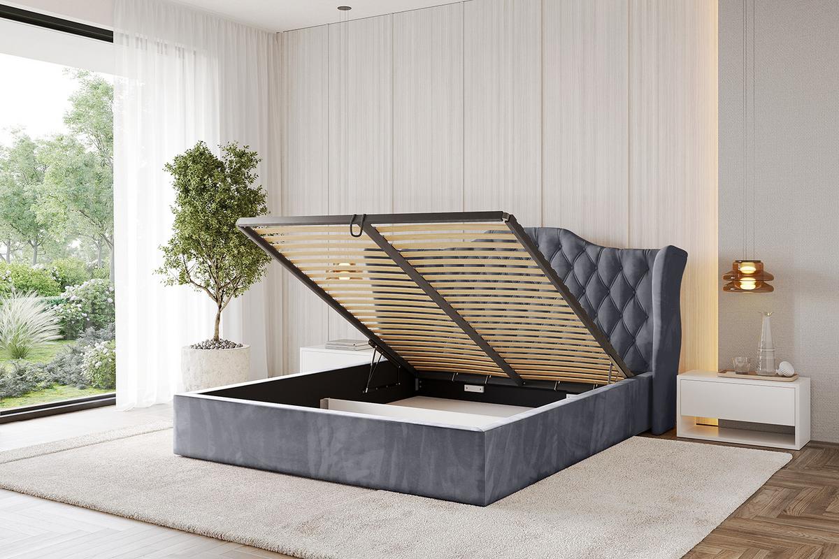 POLSTERBETT mit Bettkasten und Lattenrost, Boxbett ohne Matratze - ZORAN 140x200 Dunkelgrau - Dunkelgrau, Holzwerkstoff/Textil (140/200cm) - ALTDECOR