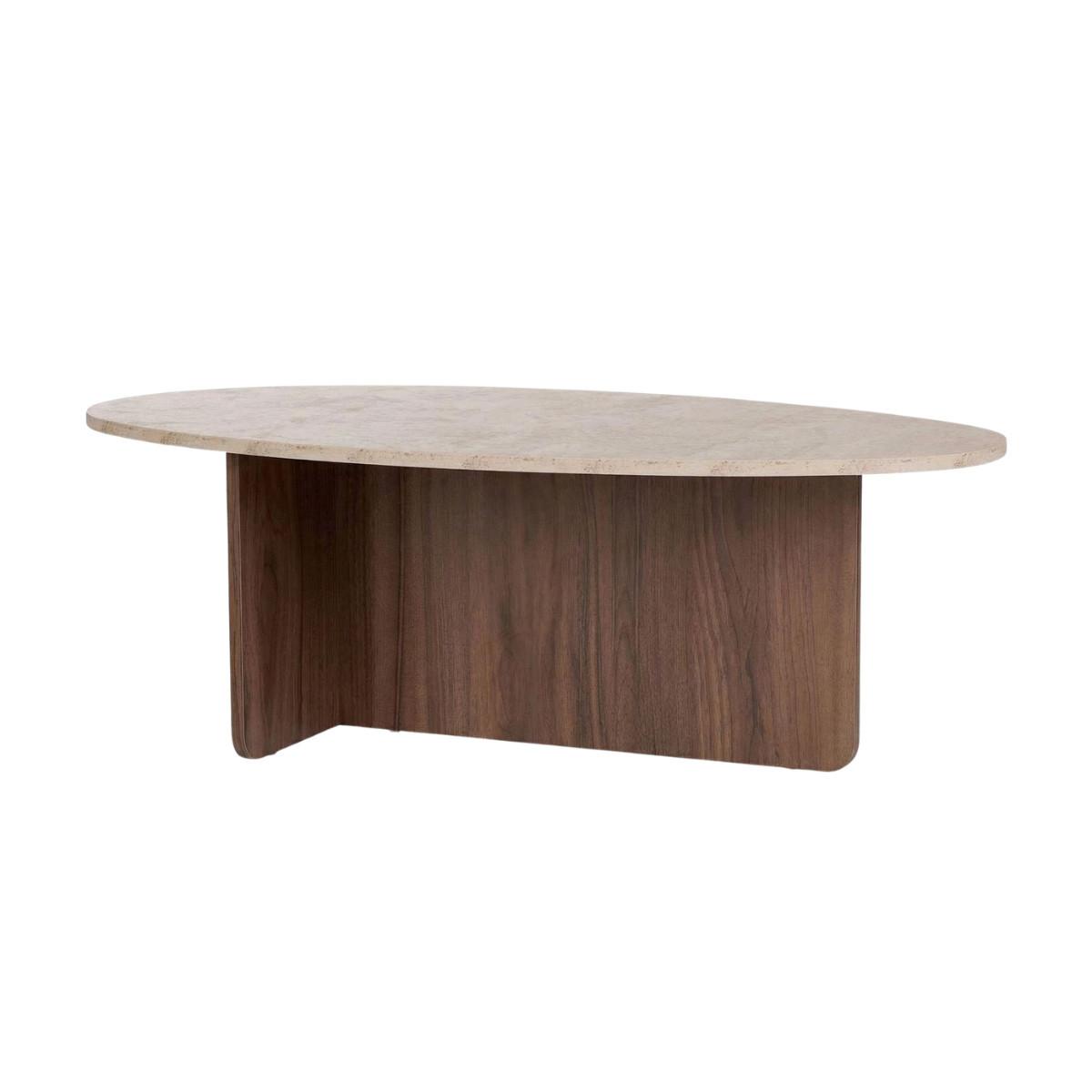 COUCHTISCH mit ovaler Platte L125 cm 65/120/40 cm - Eichefarben, Holzwerkstoff (70/65/40cm) - Calicosy