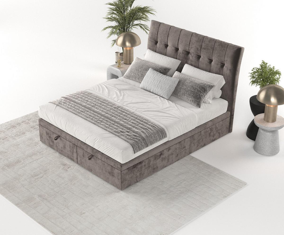 POLSTERBETT Kelsea mit Stauraum 200/200 cm Braun im Lotta Stoff - Schwarz/Braun, Holz/Holzwerkstoff (200/200cm) - AltaBeds