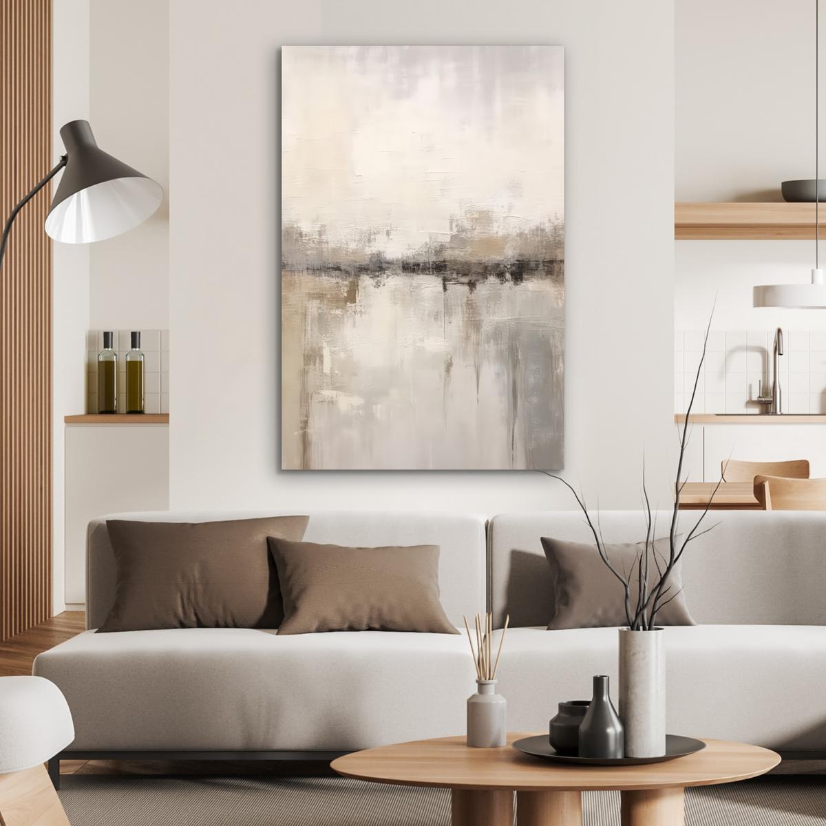 METALLBILD Moderne Kunst - Abstrakt - Beige 80x120 cm - Beige, Metall (80/120cm) - MuchoWow