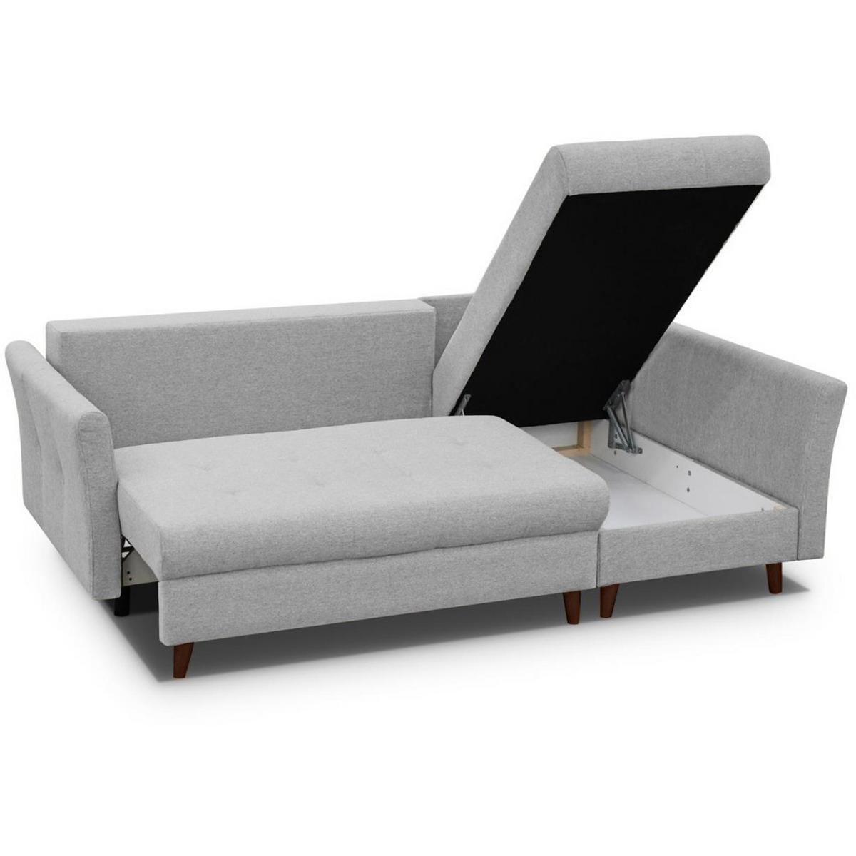 ECKSCHLAFSOFA Neron mit 2 Bettkasten und Beine in Wengefarbe, Hellgrau, rechts - Wengefarben/Hellgrau, Textil (233/148cm) - Beautysofa