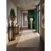 TEPPICH Flachgewebe LANGAU in Beige, mit Ethno-Streifen, 80 x 250 cm - Beige, Textil (80/250cm) - KADIMA DESIGN