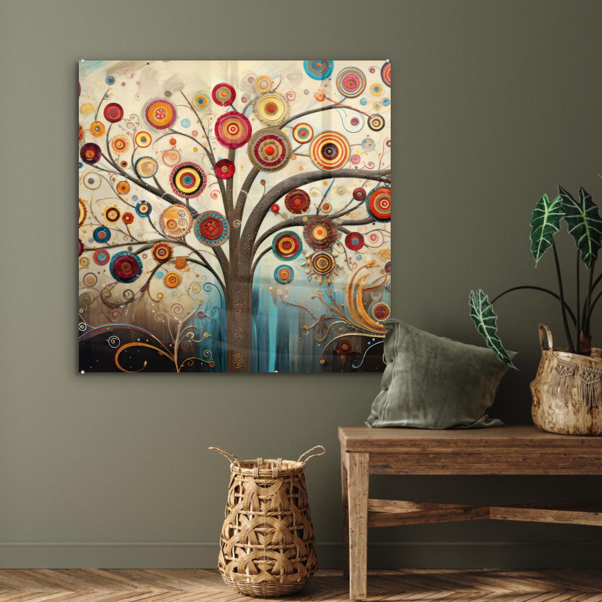 ACRYLGLASBILD Baum - Baum des Lebens - Farbe 90x90 cm - Braun, Glas (90/90cm) - MuchoWow