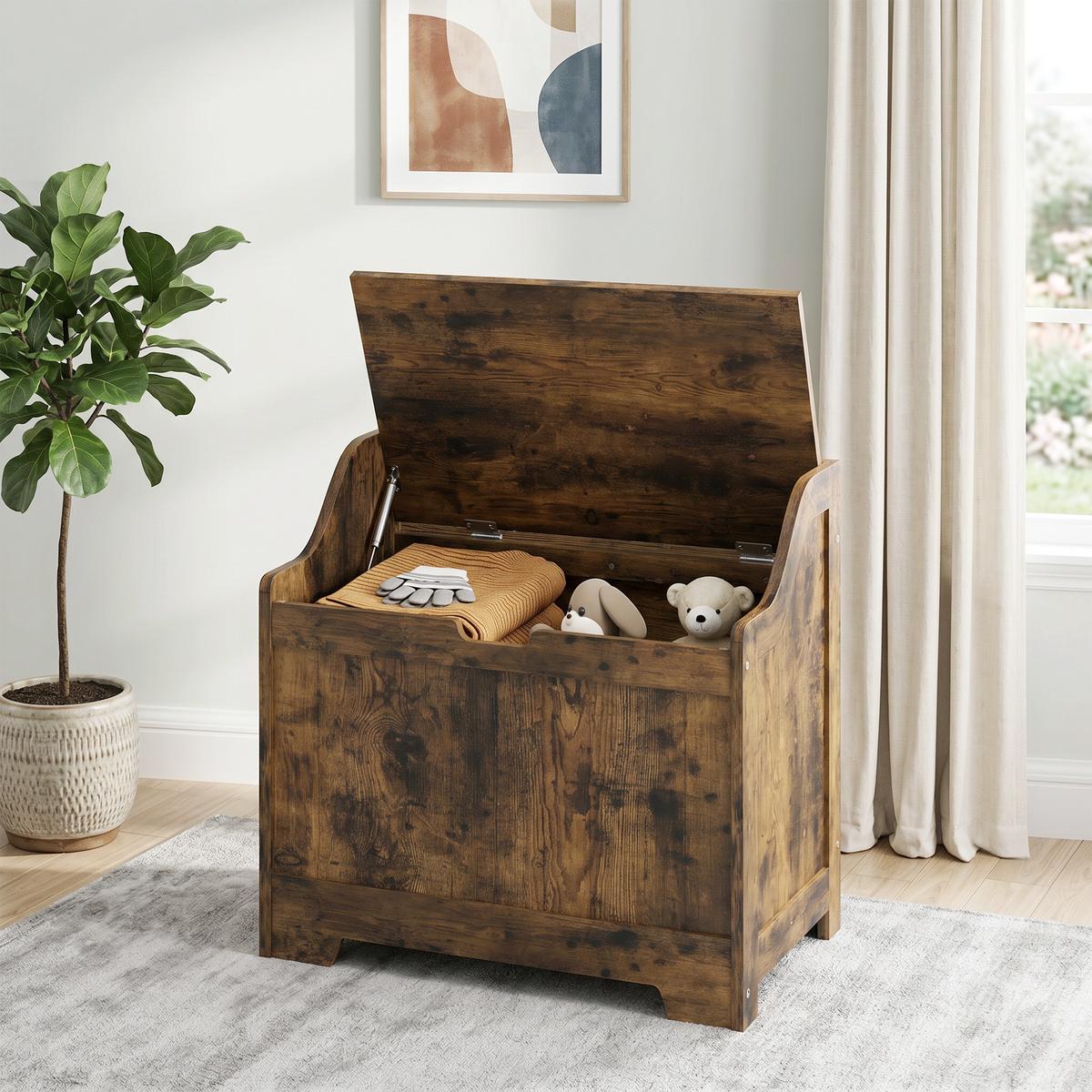 AUFBEWAHRUNGSTRUHE MDF Rustikal-Braun - Braun, Holzwerkstoff (38/56/56.5cm) - HOMCOM