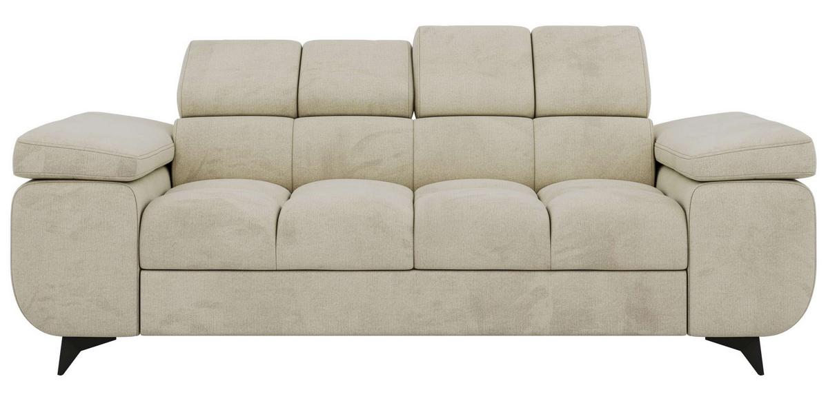 2-SITZER SOFA NIDELLO - Beige Velvet - Beige/Schwarz, Textil/Metall (194/70/97cm) - MKS
