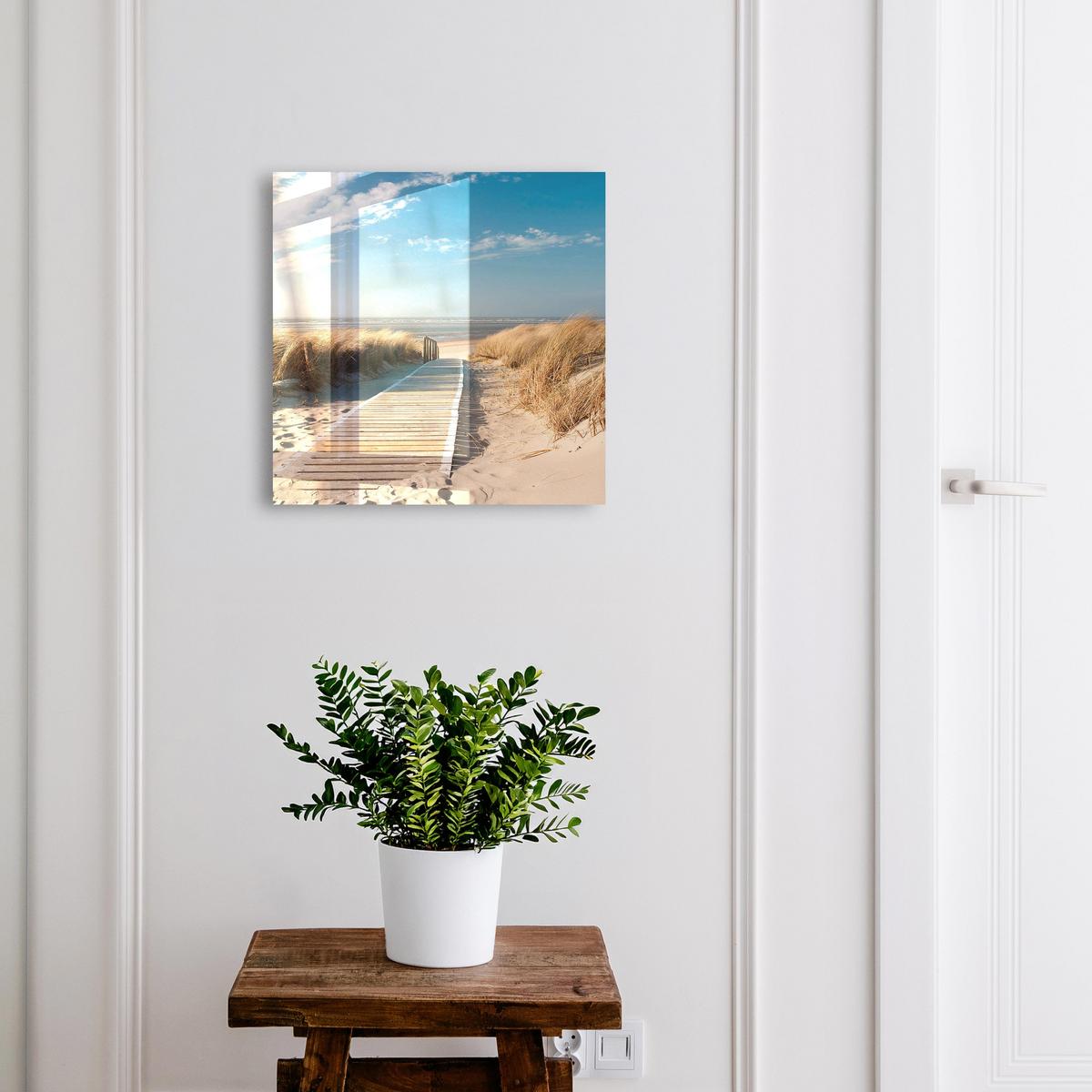 SCHLÜSSELBOX Schwarz 30x30 cm- Türöffnung nach rechts - Ein ruhiger Strand - Blau, Metall (30/30/5cm) - TULUP