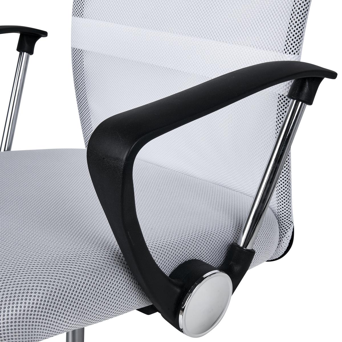 BÜROSTUHL Cremeweiß Best - Silberfarben/Schwarz, Textil (55/94/55cm) - Beliani