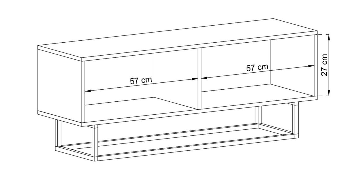 TV-SCHRANK Enjoy Weiß matt mit Metallrahmen 120 cm - Schwarz/Weiß, Holzwerkstoff/Metall (120/46/35cm) - Meble Lindner