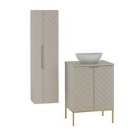 BADMÖBEL 60.6cm Daria 2er-Set Kaschmir - Beige, Holzwerkstoff (60.6/84.2/45.8cm) - Petits-meubles