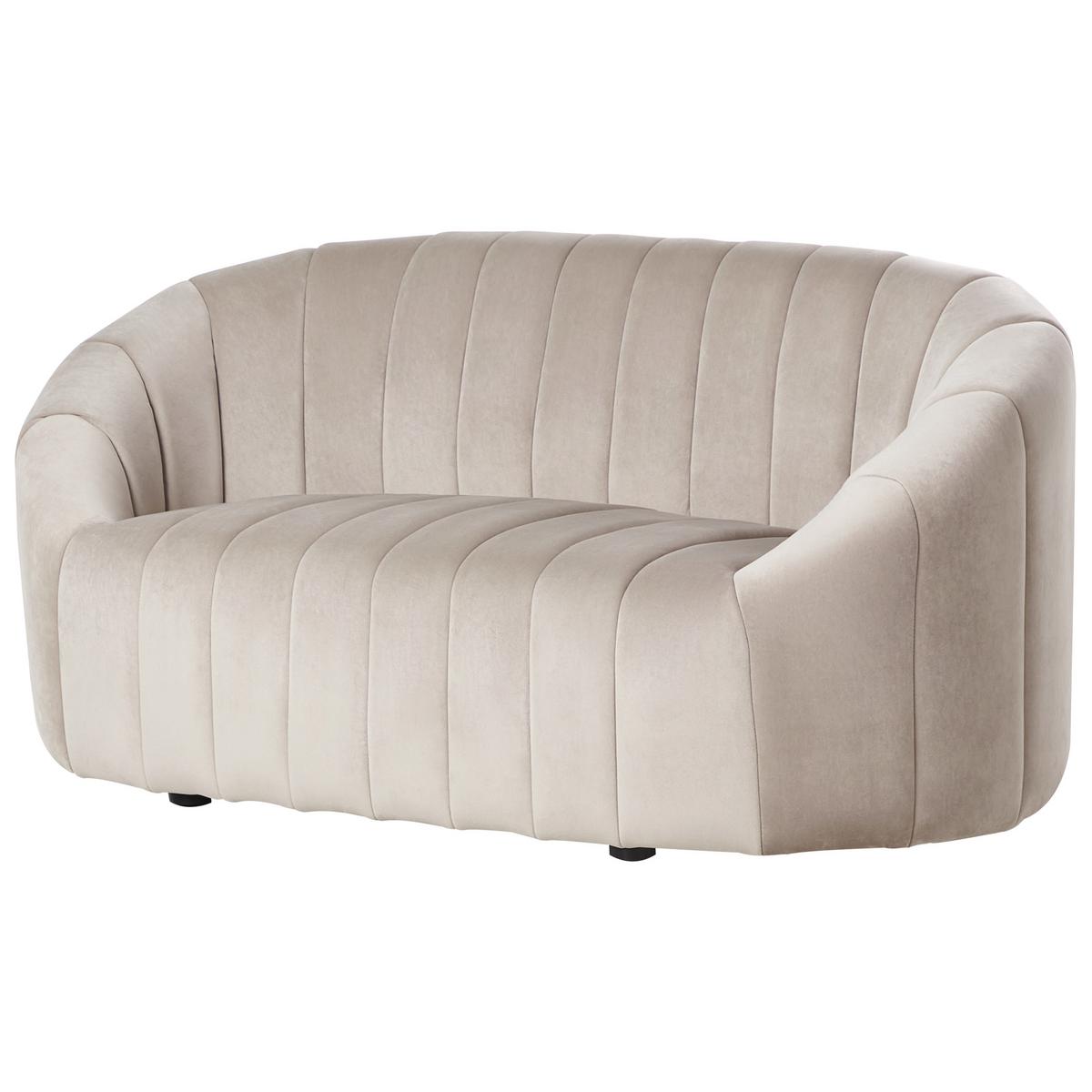 SOFA-SET 6-Sitzer Samtstoff Beige Malung - Beige, Textil (202/68/79cm) - Beliani