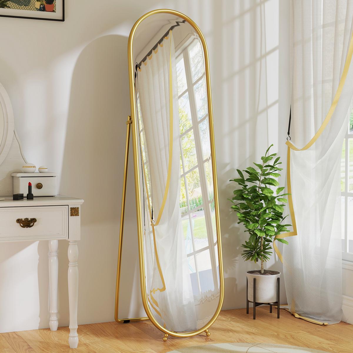 GANZKÖRPERSPIEGEL Metall Glas Gold - Goldfarben, Glas (4/180/50cm) - HOMCOM