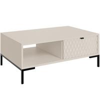 COUCHTISCH Montreal mit Schublade und offenem Fach, dekorative 3D-Fronten, 100x60 cm, Kaschmir - Kaschmir/Schwarz, Holzwerkstoff/Metall (47/100/60cm) - Beautysofa