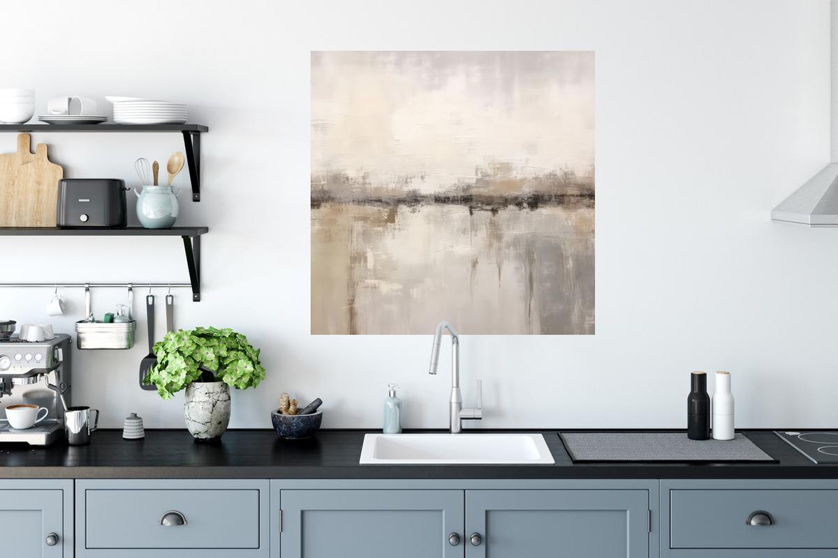 WANDTATTOO Moderne Kunst - Abstrakt - Beige Wanddeko 50x50 cm - Beige, Kunststoff (50/50/0.1cm) - MuchoWow