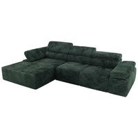 ECKSOFA RILASSO L Grün Cord - links - Schwarz/Grün, Kunststoff/Textil (296/174cm) - MKS