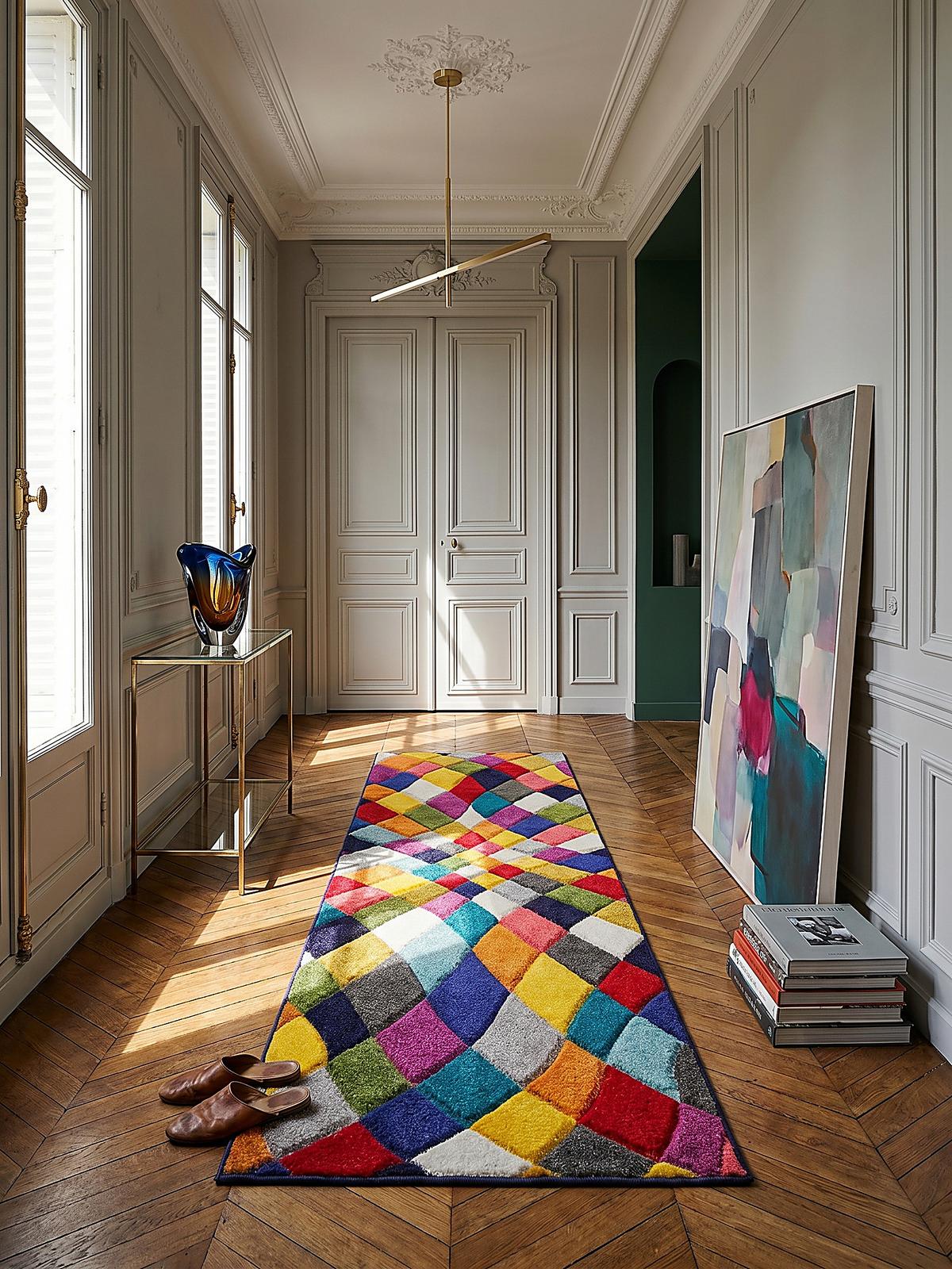 TEPPICH MEON, geometrisch, Florhöhe 11 mm, Bunt, 66 x 230 cm - Multicolor, Textil (66/230cm) - KADIMA DESIGN