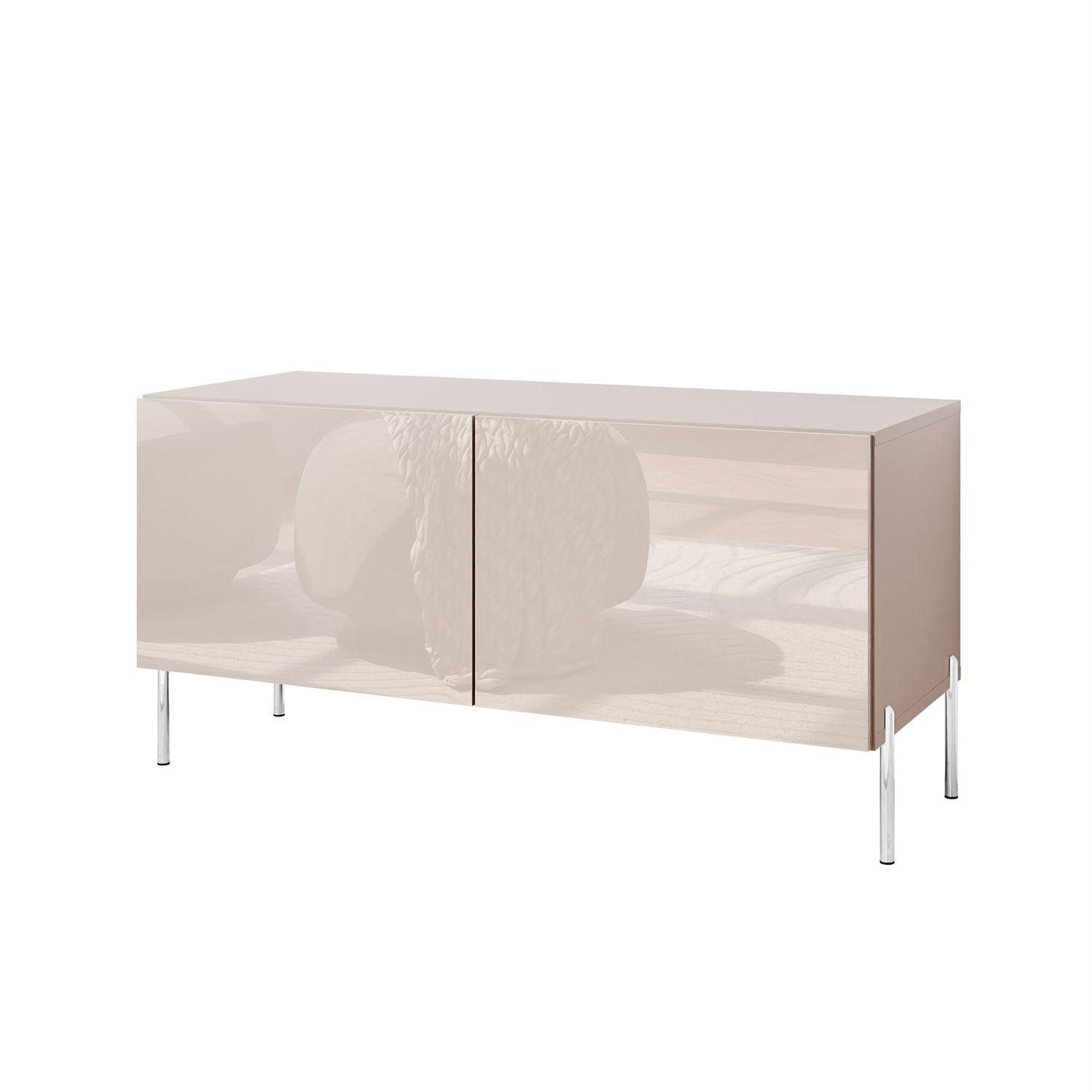 TV-SCHRANK COLGANTE 100 Kaschmir Hochglanz, ohne LED, Gerade silberne Füßen - Chromfarben/Kaschmir, Holzwerkstoff (100/50/40cm) - Lookway