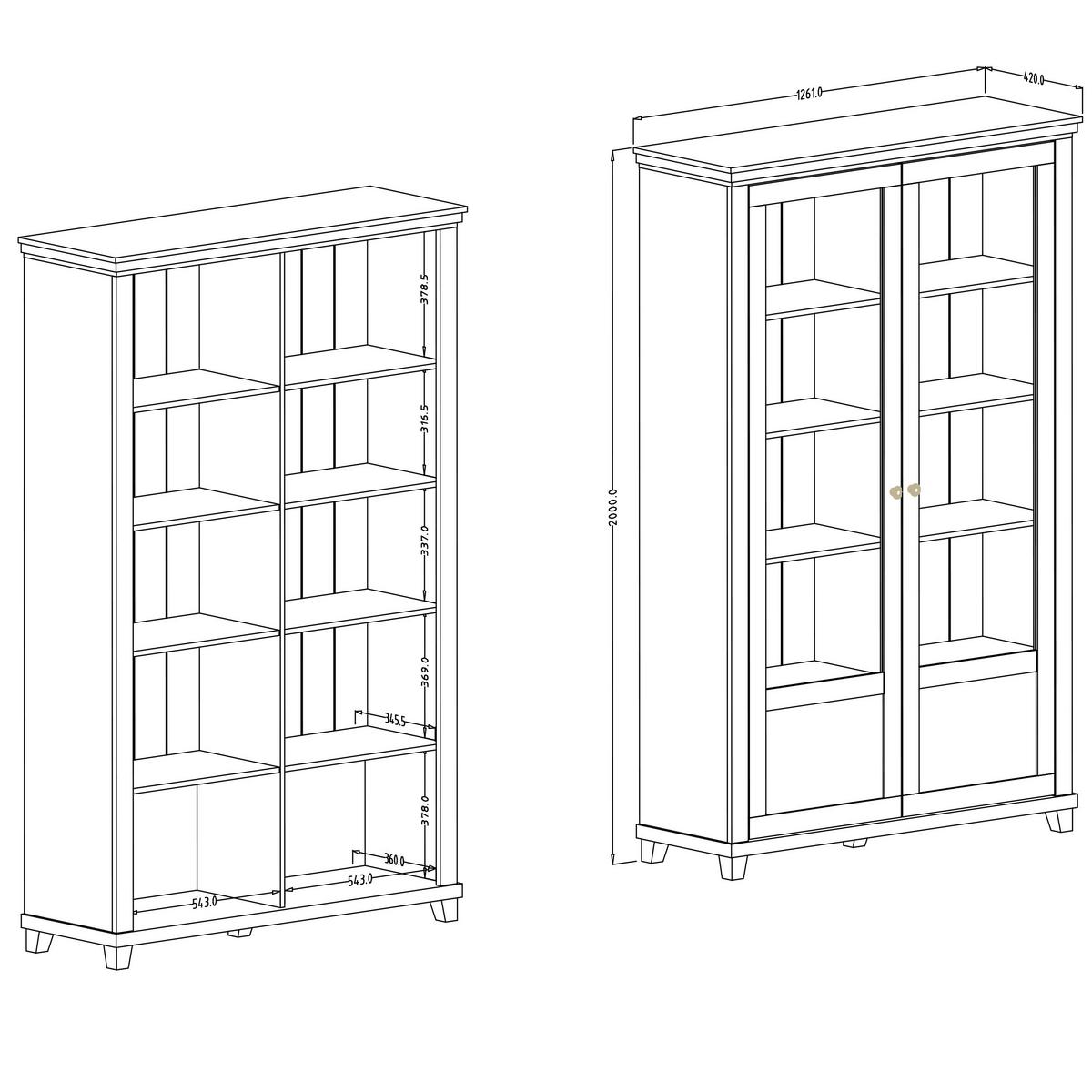 VITRINE EVANDRO 200 / 126 cm in Beige - Beige, Holzwerkstoff (126/200/42cm) - MASSENO