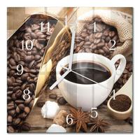 WANDUHR aus Glas 30x30 cm - Kaffee - Braun, Glas (30/30/0.4cm) - TULUP