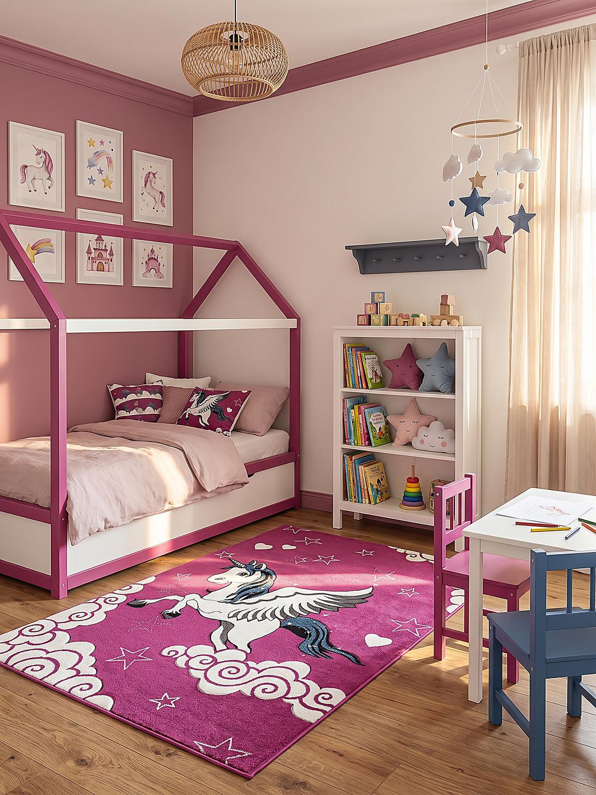 KINDERTEPPICH Kurzflor Sterne CASOLA Polypropylen Fuchsia 120 x 170 cm - Rosa, Textil (120/170cm) - KADIMA DESIGN