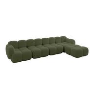 ECKSOFA modulares Sofa Rechts Miko-L3 390x205x75 Grün Bouclé - Smaragdgrün/Schwarz, Holzwerkstoff/Kunststoff (390/205cm) - ALTDECOR