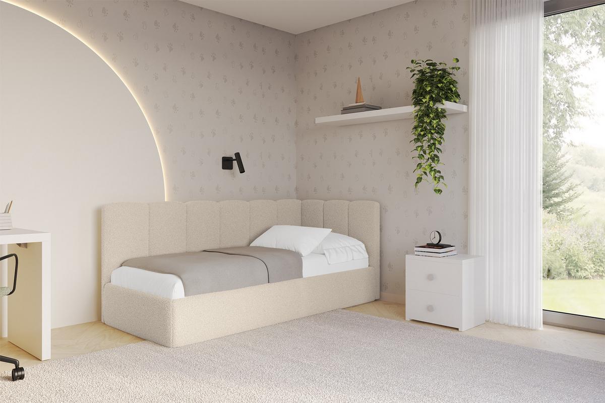 EINZELLBETT Jugendbett mit Bettkasten und Matratze H3/H4, Links - DEXY 100x200 Dunkelbeige - Cappuccino, Holzwerkstoff/Textil (100/200cm) - ALTDECOR