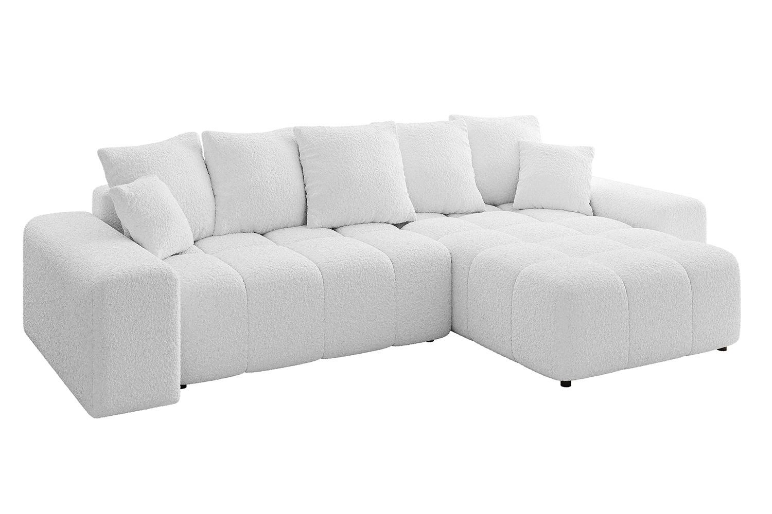 ECKSOFA Ottomane rechts ENIL-L 297x189x68 Weiß Bouclé - Weiß, Holzwerkstoff/Kunststoff (189/297cm) - ALTDECOR