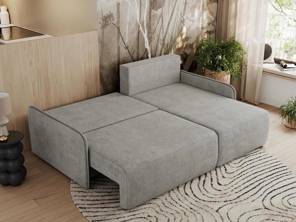 ECKSCHLAFSOFA ARPA L Hellgrau Struktur - rechts - Hellgrau/Schwarz, Kunststoff/Textil (150/198cm) - MKS