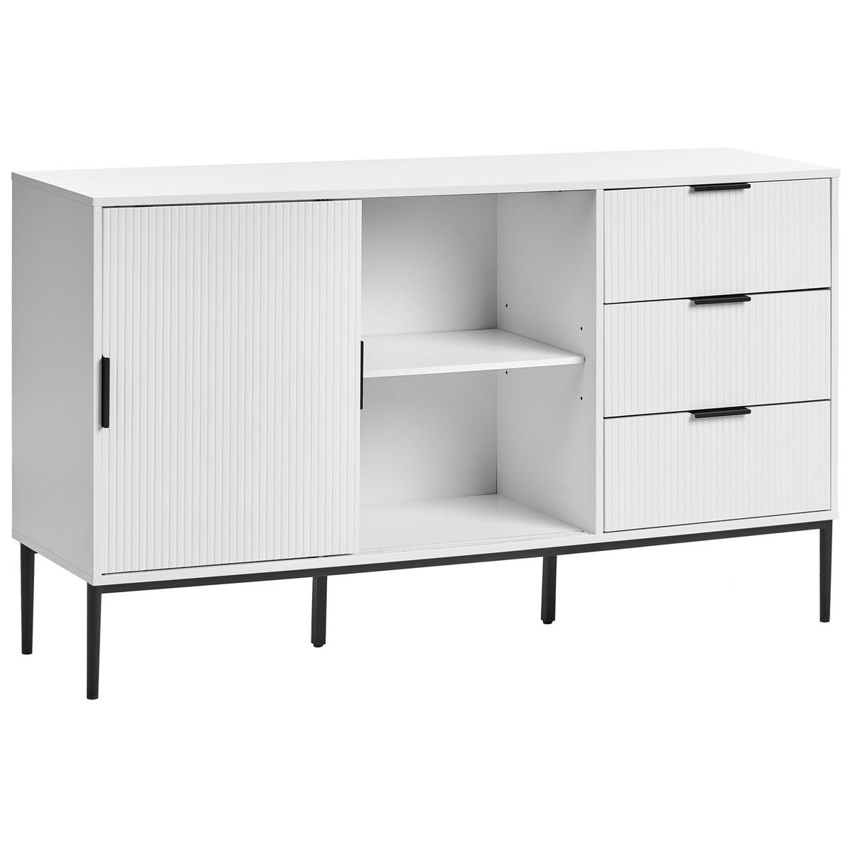 SIDEBOARD mit Glastüren Weiß Leduc - Weiß, Holzwerkstoff (150/86/40cm) - Beliani
