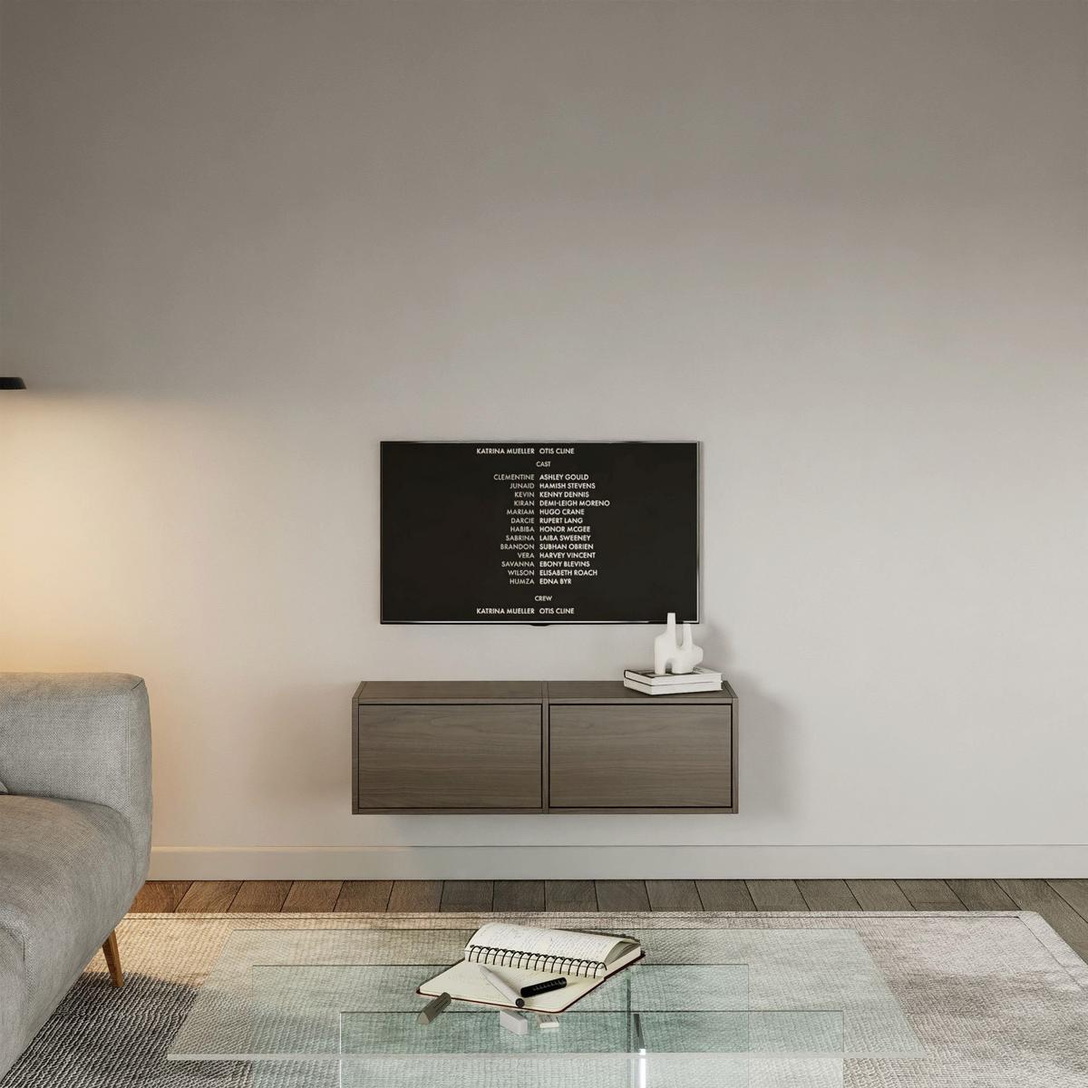 TV-LOWBOARD hängend, 2 Klappen, Walnuss, 100 cm - Dunkelbraun, Holzwerkstoff (100.6/30/30cm) - Selsey