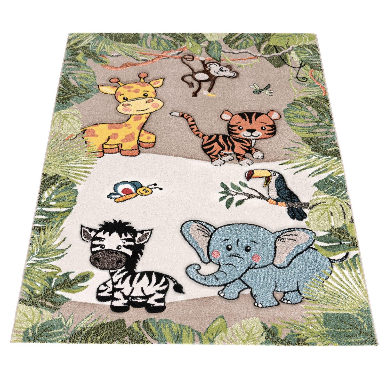 KINDERTEPPICH, mit Dschungel-Motiv, Beige, 140 x 200 cm - Beige, Textil (200/140cm) - KADIMA DESIGN