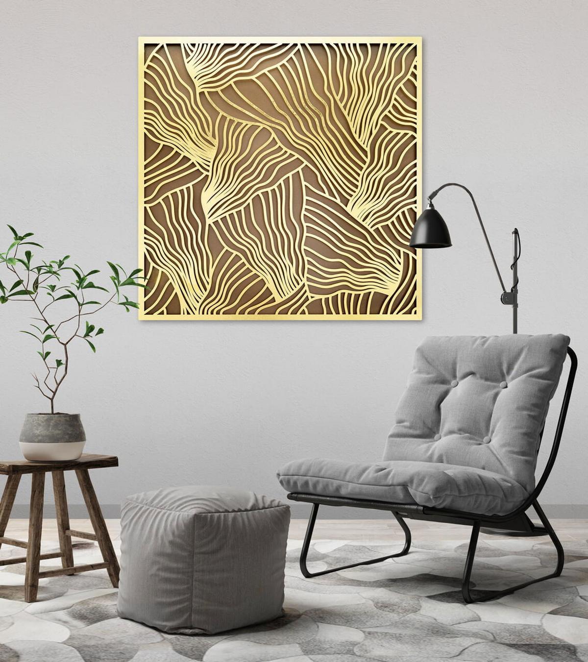 METALLBILD Gold 80/80 cm - Goldfarben, Metall (3/80cm) - KUNSTLOFT