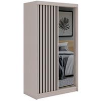 SCHWEBETÜRENSCHRANK mit Spiegel und Schubladen LAOS - 120 - Kaschmir - Schwarz Lamellen - Kaschmir/Schwarz, Holzwerkstoff/Metall (120/216/61cm) - MKS