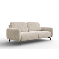 SOFA FEBE 3-Sitzer, cremefarbener Chenille-Stoff - Creme/Schwarz, Holz/Textil (190/82/96cm) - Wozimo
