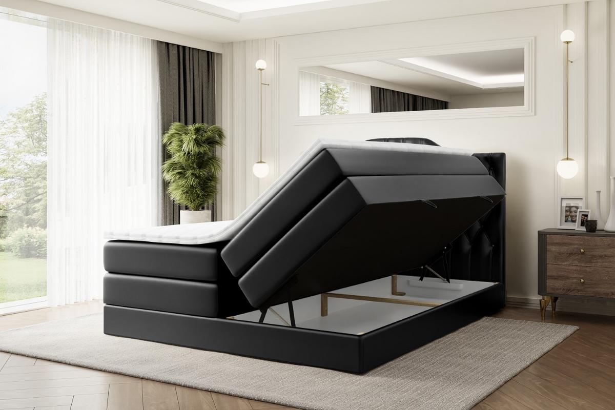 BOXSPRINGBETT VILA-1 KING - 120x200 - H3/H4 - Schwarz Hochglanz - Schwarz Hochglanz, Holzwerkstoff (120/200cm) - ALTDECOR