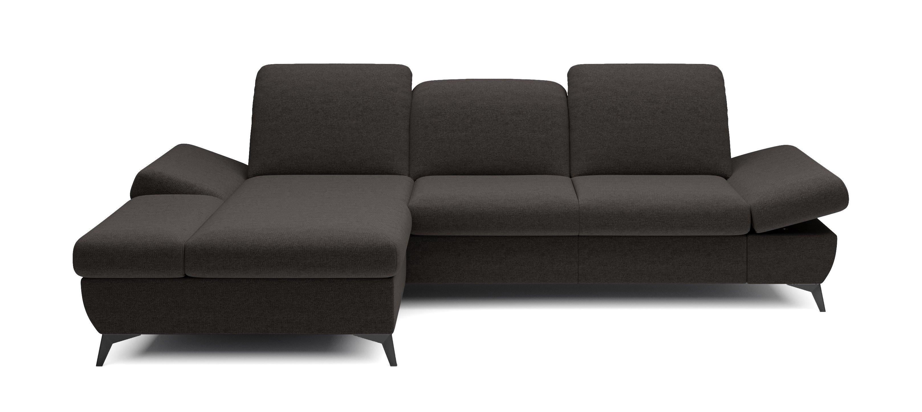 ECKSOFA FELICE L-S Grau Geflochtener Stoff mit Schlaffunktion - Grau, Holz (284/166cm) - MASSENO