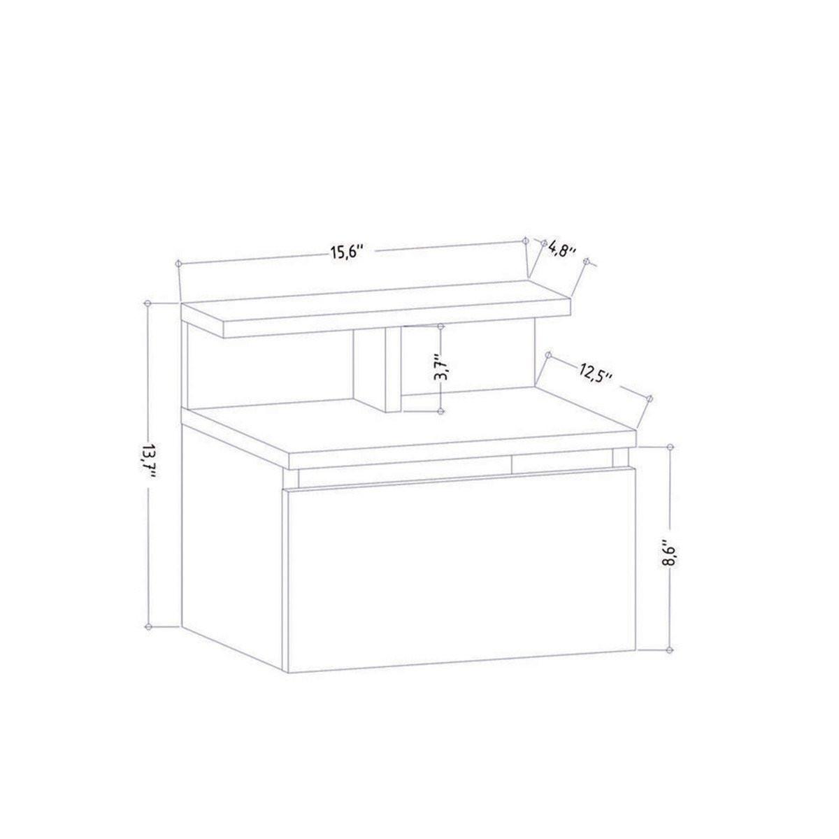 HÄNGENDER Nachttisch, 1 Klapptür Anthrazit B39,8 cm - ALICE - Anthrazit, Holzwerkstoff (31.9/35/39.8cm) - Calicosy
