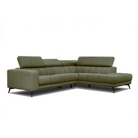 ECKSOFA MORELLO 5-Sitzer, olivgrün - Schwarz/Olivgrün, Holzwerkstoff/Textil (287/228cm) - Wozimo