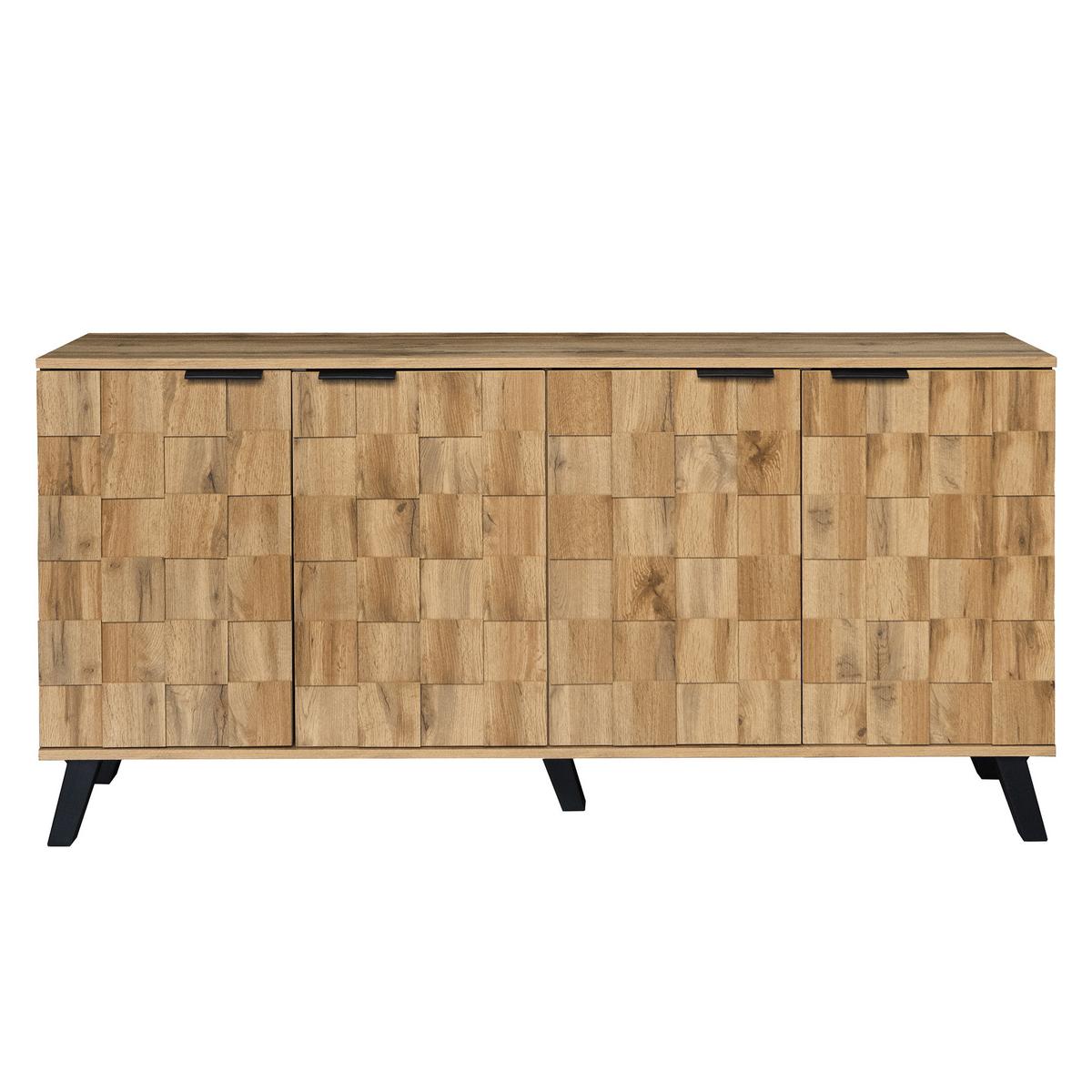 SIDEBOARD in Eiche Optik Stil mit 3 Türen, 160.5/35.5/78cm - Braun, Holzwerkstoff (35/78/161cm) - Urban Meuble