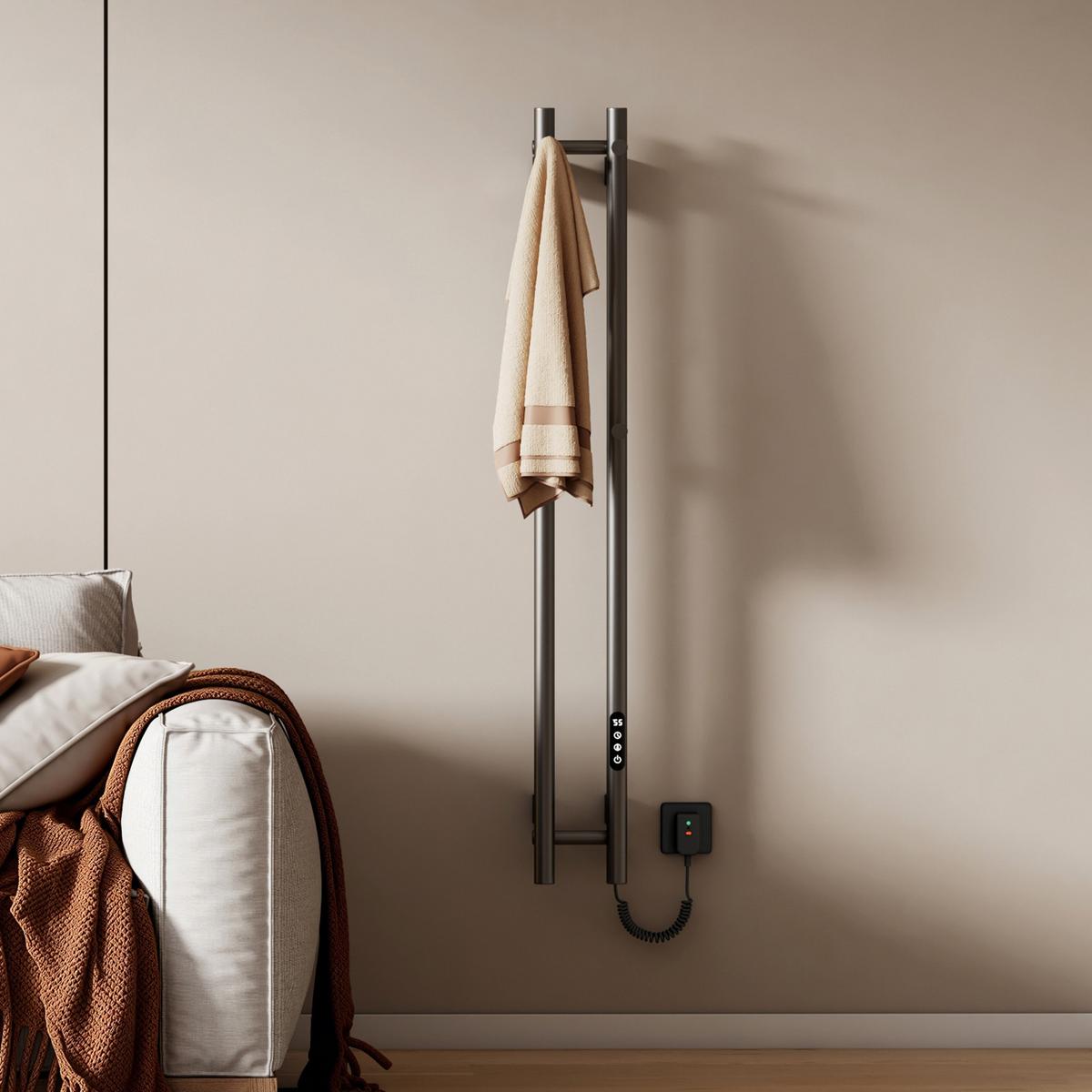 HEIZKÖRPER elektrisch vertikal 120 x 12,4 cm mit Smart-Steuerung Anthrazit - Anthrazit, Metall (12.4/120/14cm) - EMKE