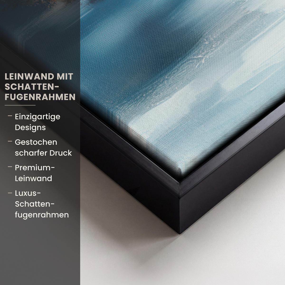 LEINWAND Bilder mit Rahmen - Wald – Winter – Natur – Abstrakt – Schnee - 50x70 - Weiß, Textil (50/70cm) - MuchoWow