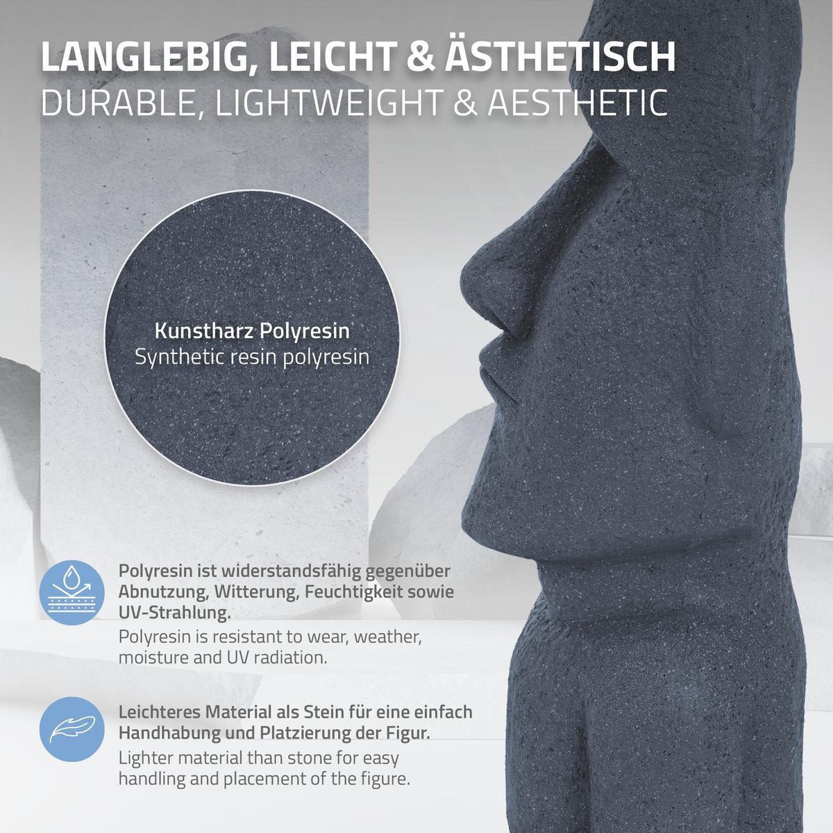 MOAI RAPA NUI STATUE 53,5 cm hoch Grau aus Polyresin - Grau, Kunststoff (19/53.5/26.5cm) - ECD-Germany