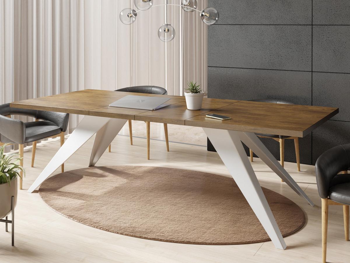 ESSTISCH Vance Weiß rechteckig ausziehbar, Lefkas Eiche 160-260/90/76 cm - Alteiche/Weiß, Holzwerkstoff/Metall (90/260/76cm) - WFL GROUP