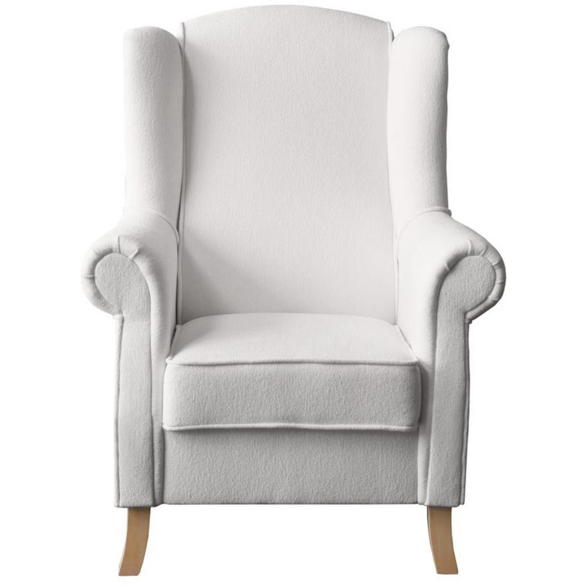OHRENSESSEL Leonardo beige boucle-stoff - Beige, Holz/Textil (88/118/86cm) - Beautysofa