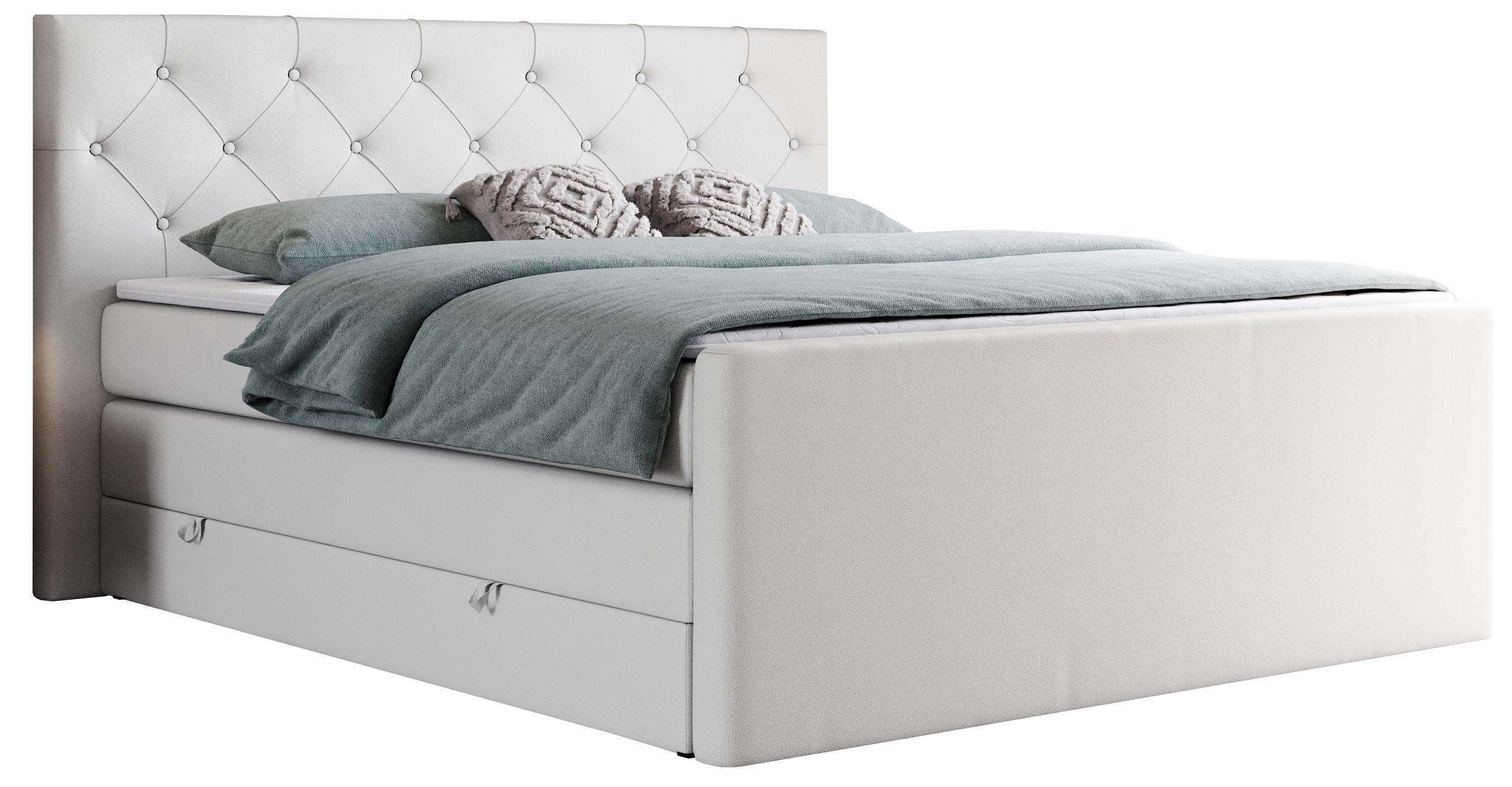 BOXSPRINGBETT KING VELEN 140/200 Weiß Kunstleder - H3 - Weiß, Holz/Textil (140/200cm) - MKS