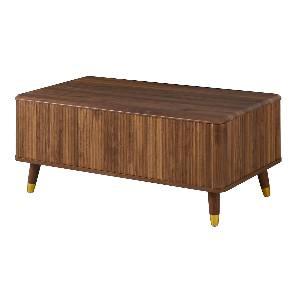 COUCHTISCH holzoptik & 3d-wellen-design mit lift-funktion & verstecktem stauraum - Walnussfarben, Holzwerkstoff (52/97/56.5cm) - Urban Meuble