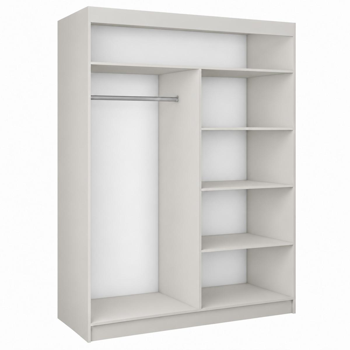 SCHWEBETÜRENSCHRANK Debra mit 2 Türen, 160/216/61 Kaschmir mit Spiegel - Kaschmir, Holzwerkstoff (160/216/61cm) - Beautysofa